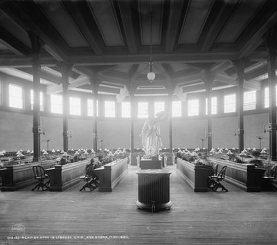Reading Room in Library, University of Michigan, Ann Arbor, Michigan, c.1901 by Detroit Publishing Co.